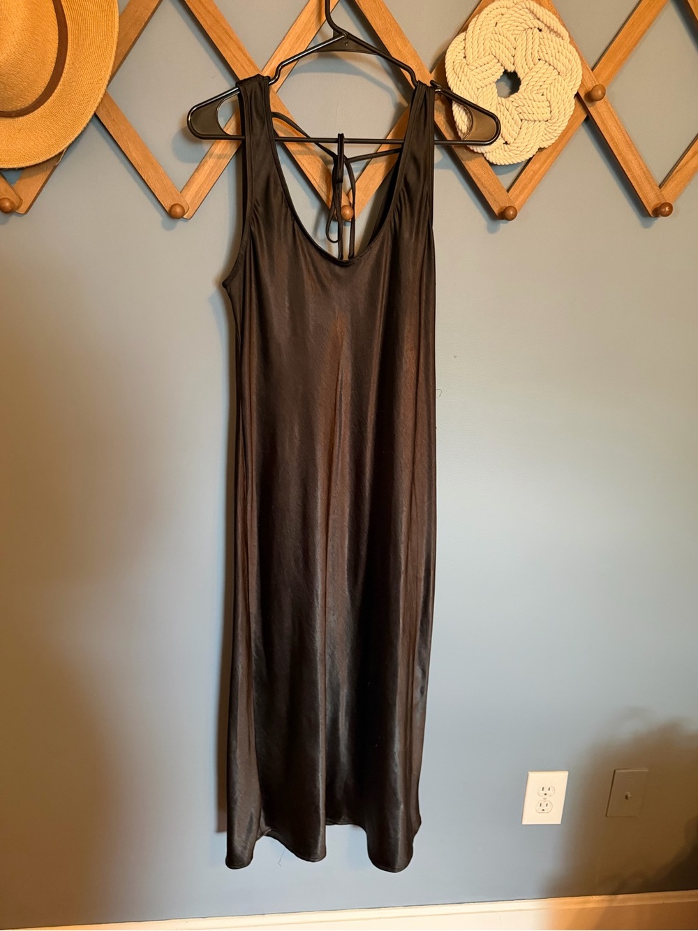 GAP Black Midi Slip Dress with Strappy Back